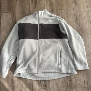 The North Face Light Gray and Black Fleece Jacket